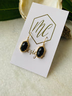 Faceted gold jeweled oval dangle