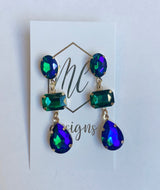 Jeweled Blue Green Earrings