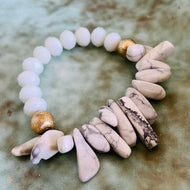 White Marbled Irregular Stone Beaded Bracelet