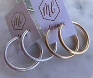 Rounded Thick Satin Hoops Clasp Back 60 mm