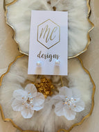 White Flower Dangle Earrings