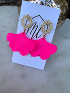 Hot Pink Petal Ginkgo Earrings