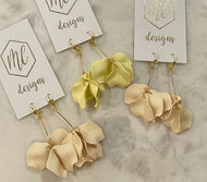 Long dangly flower petal earrings