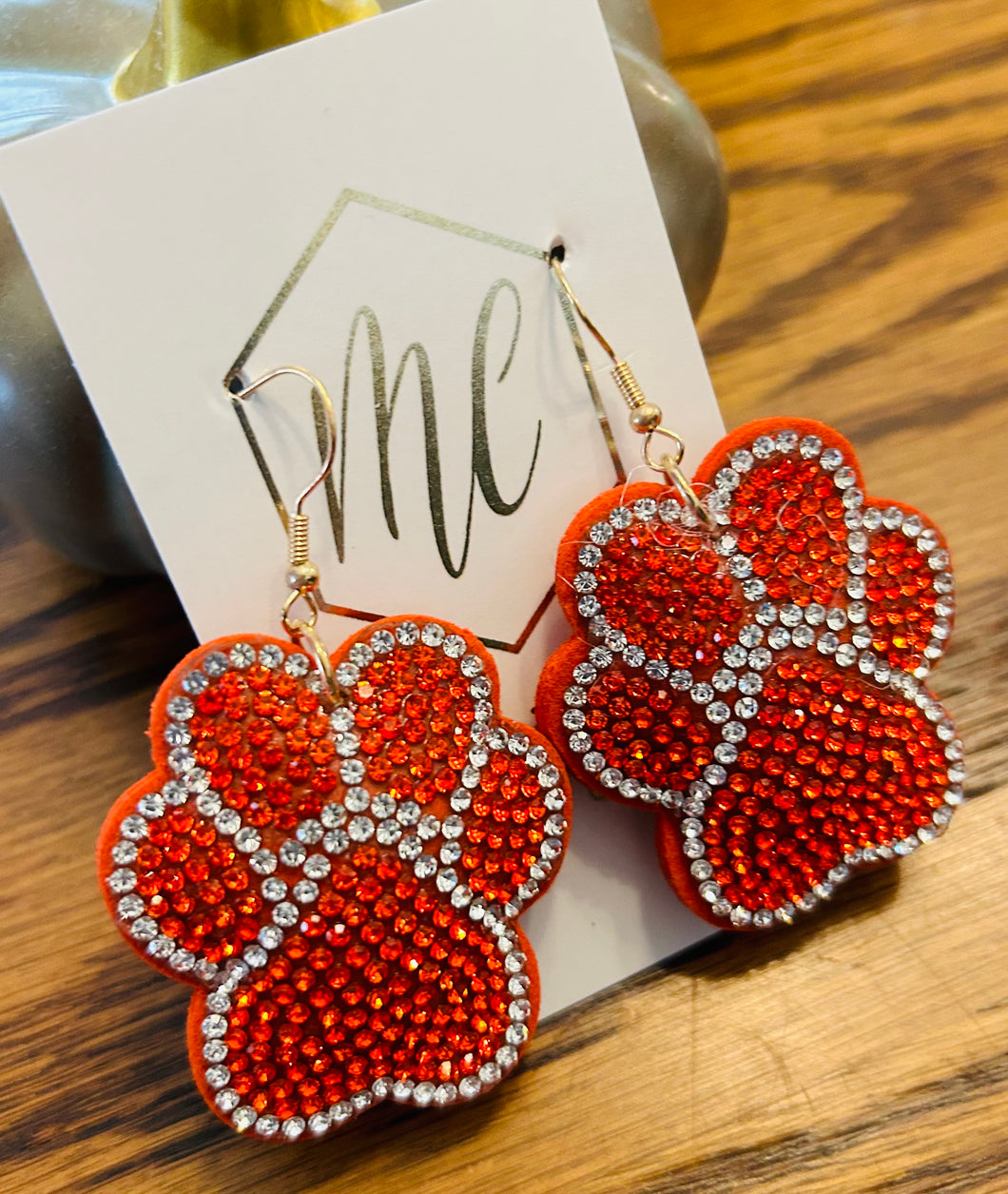 Rhinestone Paw Print Earrings