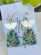 Green Blue Gold Flakes Earrings