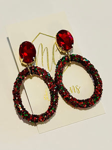 Glitter Oval Earrings