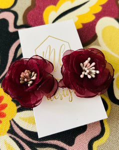 Maroon Flower Studs