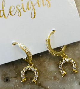 Small Rhinestone Horseshoe Hoops