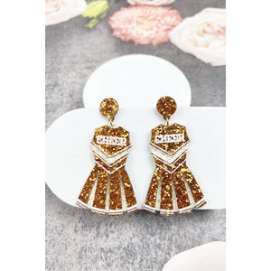 GLITTER CHEERLEADER UNIFORM DROP POST EARRING