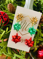 Triple Christmas Bow Earrings