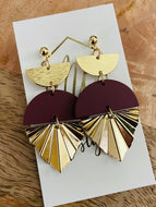 Gold and Maroon Earrings