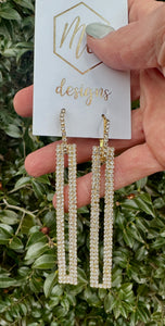 Long Rectangular Rhinestone Earrings