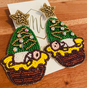 Beaded Baby Jesus Christmas Earrings