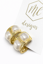 Gold Pearl Hoops