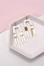 GEO ARCH WOOD GOLD METAL DROP EARRINGS