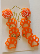 Pom Pom Triple Paw Print Earrings