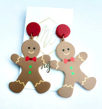 Acrylic Gingerbread Man Christmas Earrings