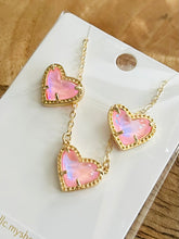 Jeweled Heart Necklace and Studs