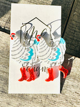 Fun Cowgirl Boots Chicken Acrylic Earrings