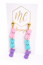 Triple Peep Bunny Dangle Easter Earrings