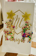 Glitter Star Tree and Reindeer Christmas Earrings