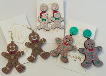 Acrylic Glitter Gingerbread Christmas Earrings