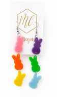 Triple Peep Bunny Dangle Easter Earrings