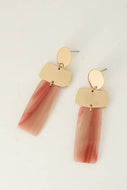 GOLD AND CORAL GEO DROP EARRINGS