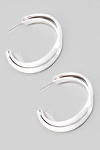 Large Layered Brushed Metallic Hoop Earrings