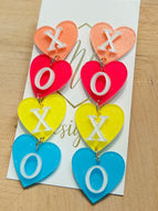 Acrylic Heart XOXO Earrings