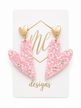 Glitter Double Heart Earrings