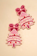 CHRISTMAS TREE BELL BOW SEED BEAD EARRING