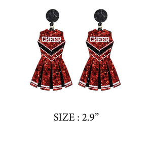 GLITTER CHEERLEADER UNIFORM DROP POST EARRING