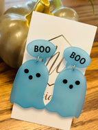 Blue Ghost Earrings with Boo