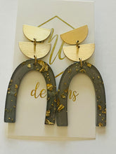 Gold and Acrylic Gold Flake Arch Earrings