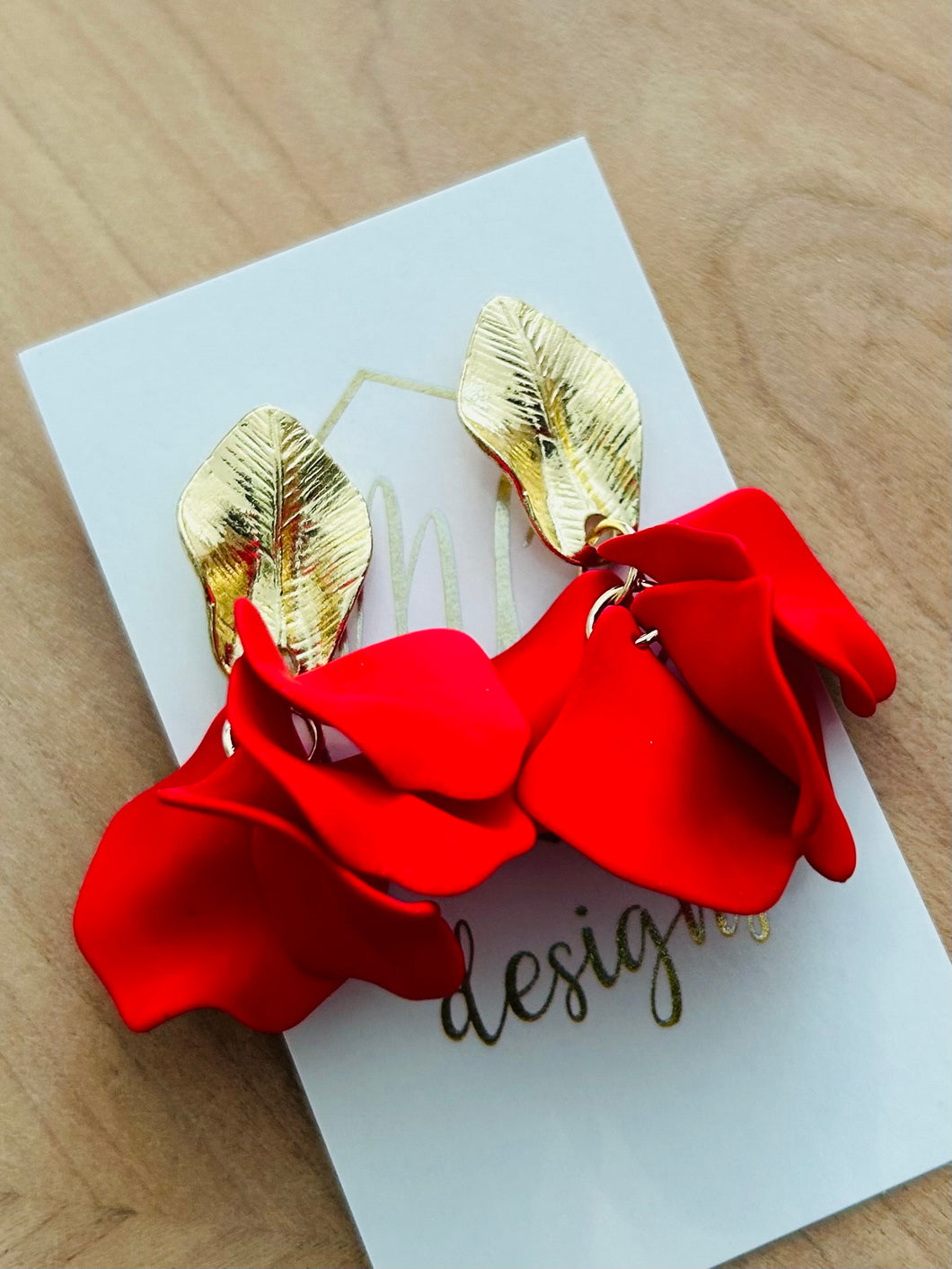 Small Petal Earrings Gold Leaf Top