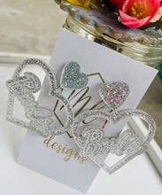 Silver Glitter Heart BRIDE Earrings