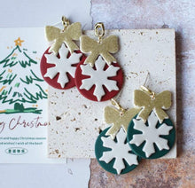 Clay Christmas Ball Ornament Earrings with Gold Blow