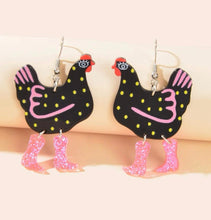 Fun Cowgirl Boots Chicken Acrylic Earrings