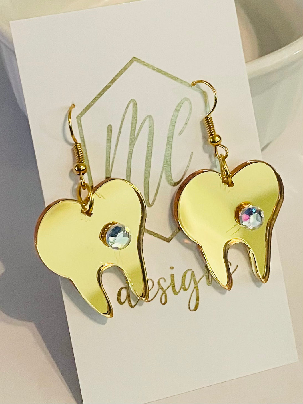 Gold Shiny Tooth Earrings