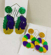 Acrylic Mardi Gras Earrings