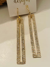 Long Rectangular Rhinestone Earrings