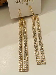 Long Rectangular Rhinestone Earrings