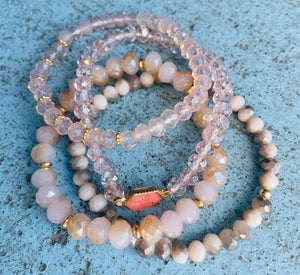 Handmade Druzy Beaded Bracelet Set (4 bracelets)