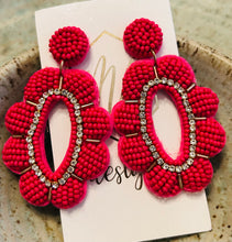 Hot Pink Beaded Earrings