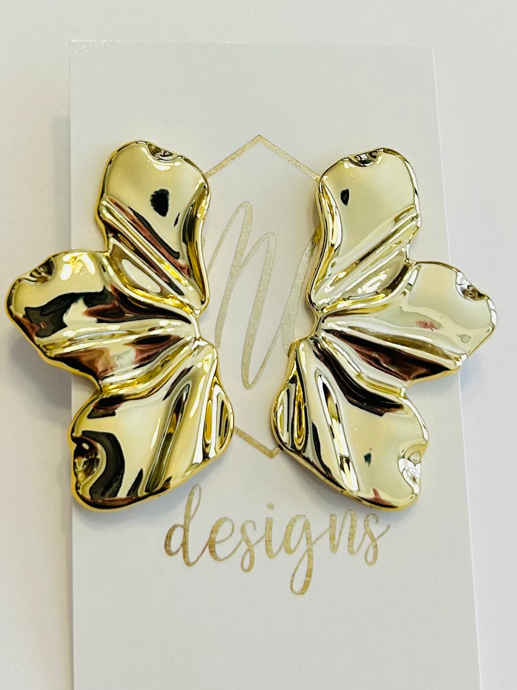 New Chic Half Fan Wing Flower Earrings
