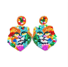Artistic Seed Beaded Lion Earrings