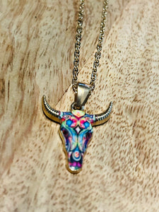 Gold Colorful Bull Necklace