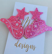 Cowgirl Glitter Hat Earrings