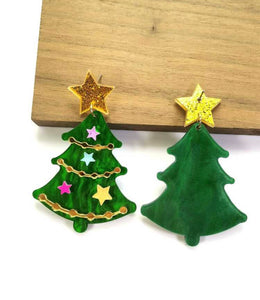 New Acrylic Christmas Tree Earrings